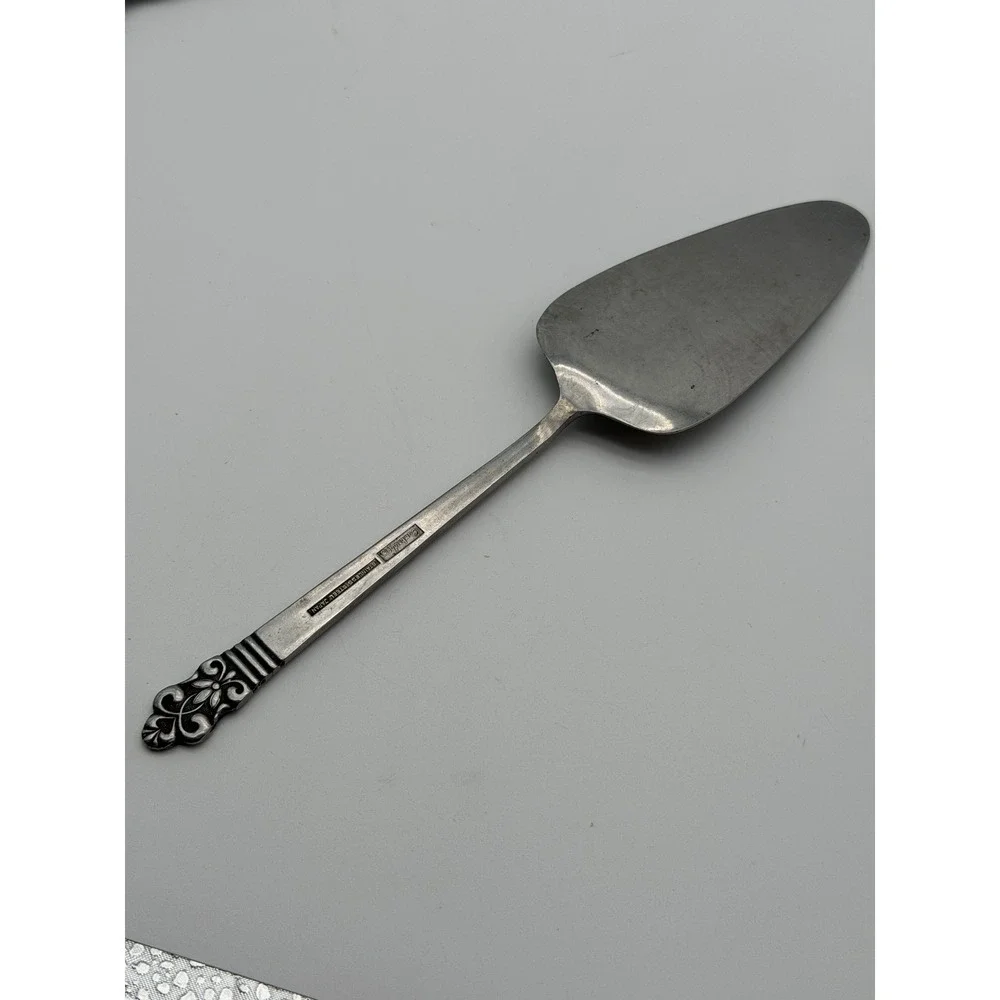 Cambridge Stainless Steel Japan Pie Cake Server Floral Scroll Handle Vintage